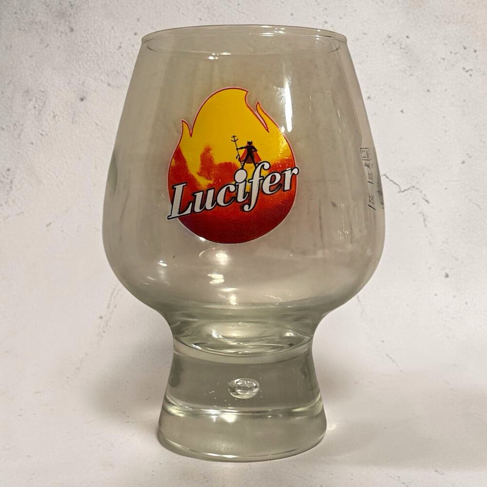 Lucifer Vintage Flame Logo Beer Snifter Glass Breweriana Theme
